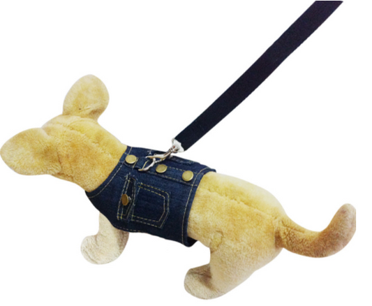 Pet dog's Chest Harness, Denim Jacket, Chest And Back Leash, Go Out And Walk The Dog Supplies